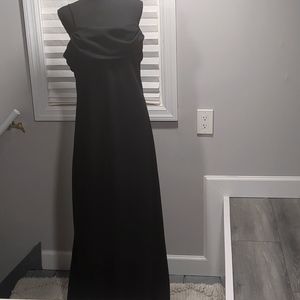 Black Besty and Adam Spaghetti Strap Chiffon Full Length Gown